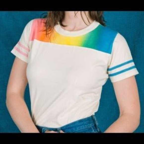 Big Bud Press Tops - Big Bud Press 5 Year Anniversary Rainbow Shirt M